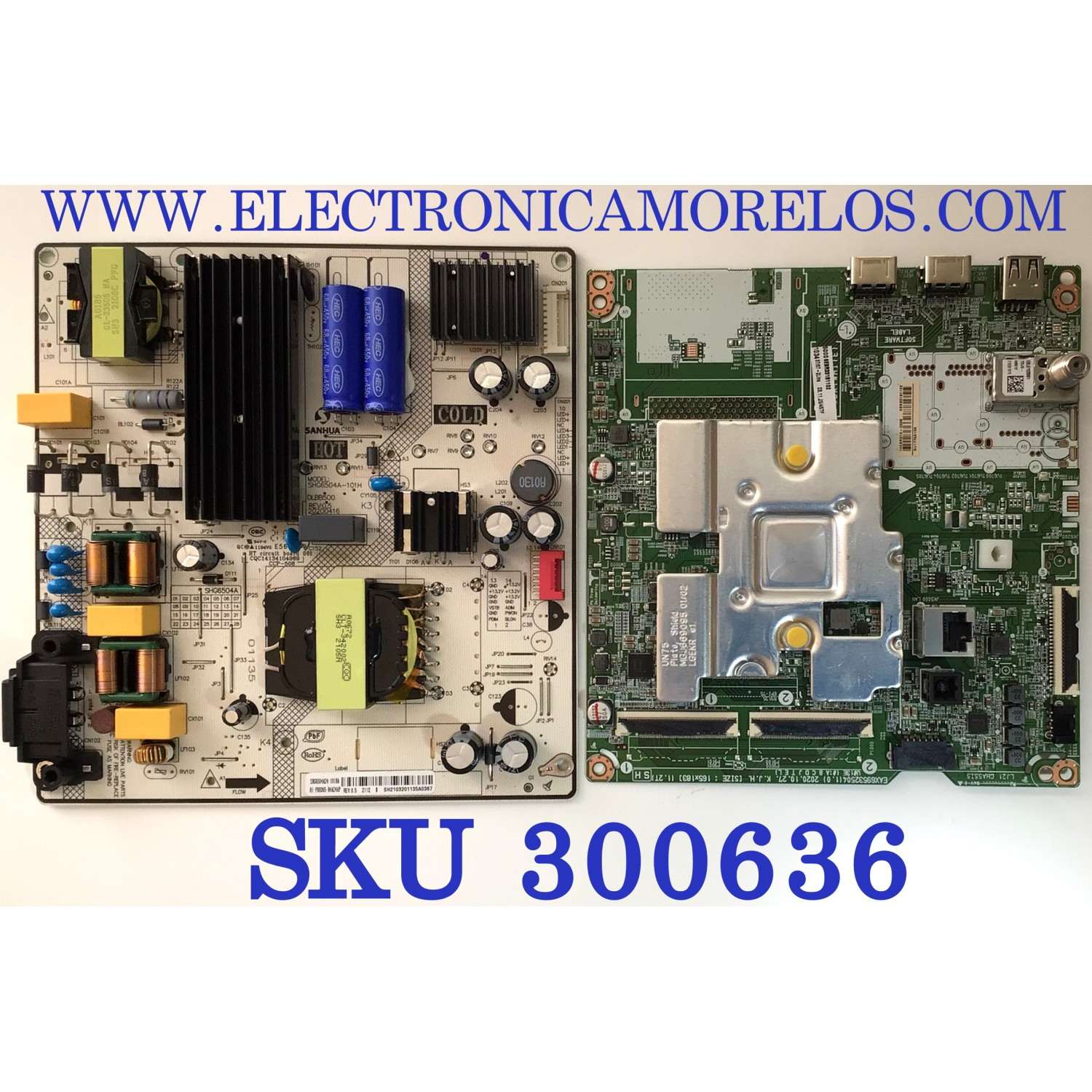 KIT DE TARJETAS PARA TV LG / NUMERO DE PARTE MAIN EBR33181102 / EAX69532504 / 33181102 / NUMERO DE PARTE FUENTE 81-PBE065-H4A24AP / SHG6504A24-101HA REV:0.5 / PANEL LVU650BEDX / DISPLAY HV650QUB-F7D / MODELO 65UP7000PUA / 65UP7000PUA.CUSFLH